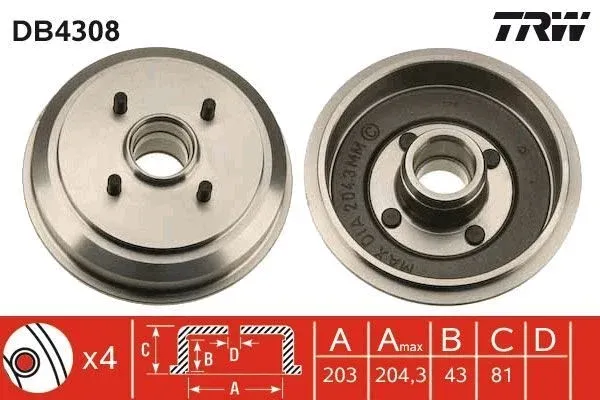 Arka Fren Kampanası Fusion 2001-2012 Model Yılı arası TRW DB4308