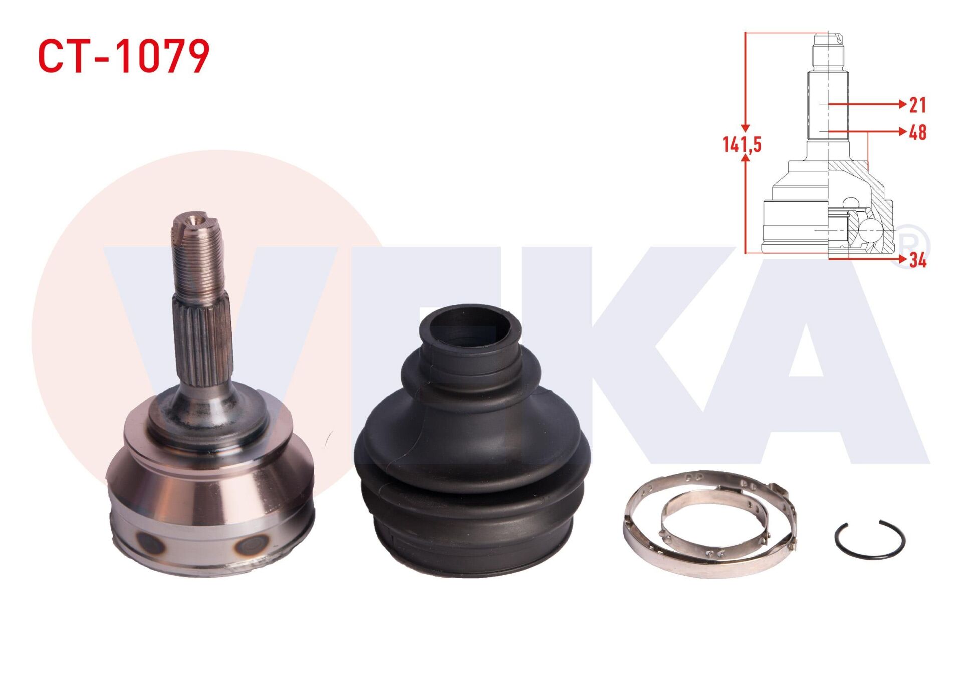 VEKA CT-1079 | Aks Kafası Dıs Citroen C-Elysee 1.6 HDI 34×21×48,20 (142mm) 12 -