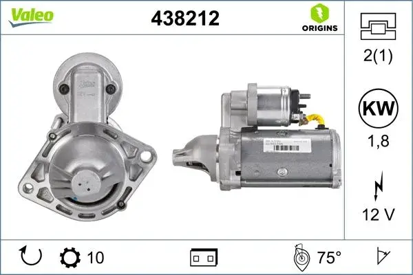 VALEO 438212 | Opel Astra H Corsa C Combo C Meriva A 1.3 Dizel (Z13DTH) Marş Motoru 1.8 KW