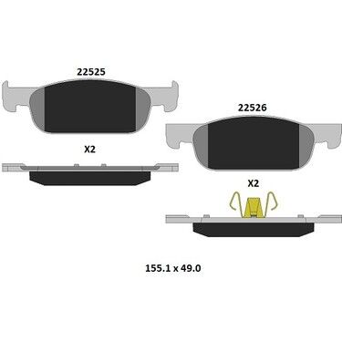 KALE 2252516905KD13 | Renault Clio 4 2012-2020 Ym Büyük Bombeli Kulaklı Ön Fren Balata Takımı